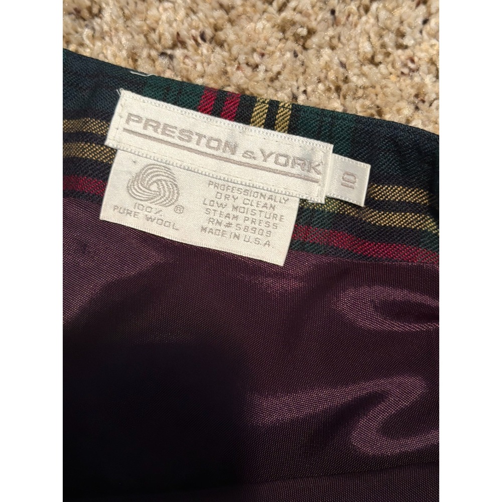Preston & York Vintage Wool Plaid Wrap Skirt Fringe Classic Tartan Midi 10 - Picture 7 of 8